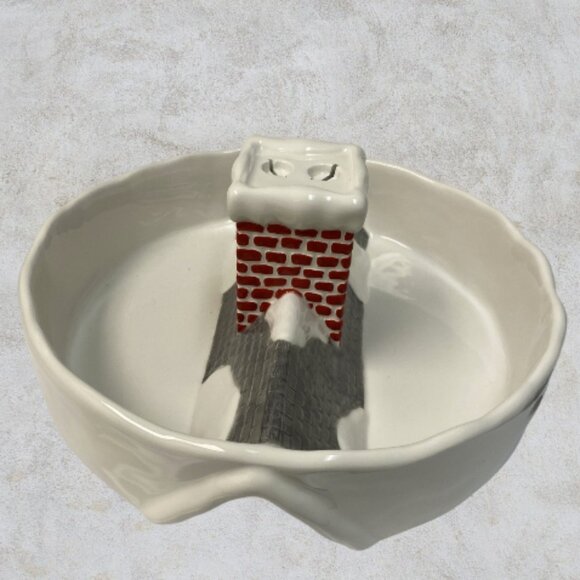 CHEESE PLATE -- Santa Down a Chimney, Ceramic Holiday Server, "Boots" Spreaders - Picture 4 of 6